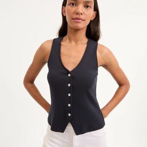 Veronica Beard Black Fitted Sleeveless Tank Top
